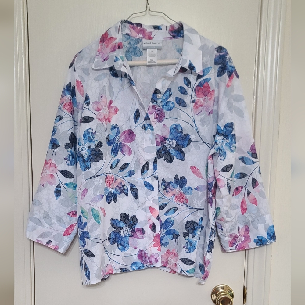 Alfred Dunner Floral Button-Up Shirt Size PXL
